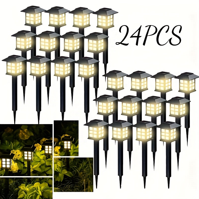 24pcs Solar Outdoor Lights, IP44 Footpath Lights, LED Landscape Lighting Garden Lights For Footpaths, Driveways, Courtyards And Lawns - Warm Light.