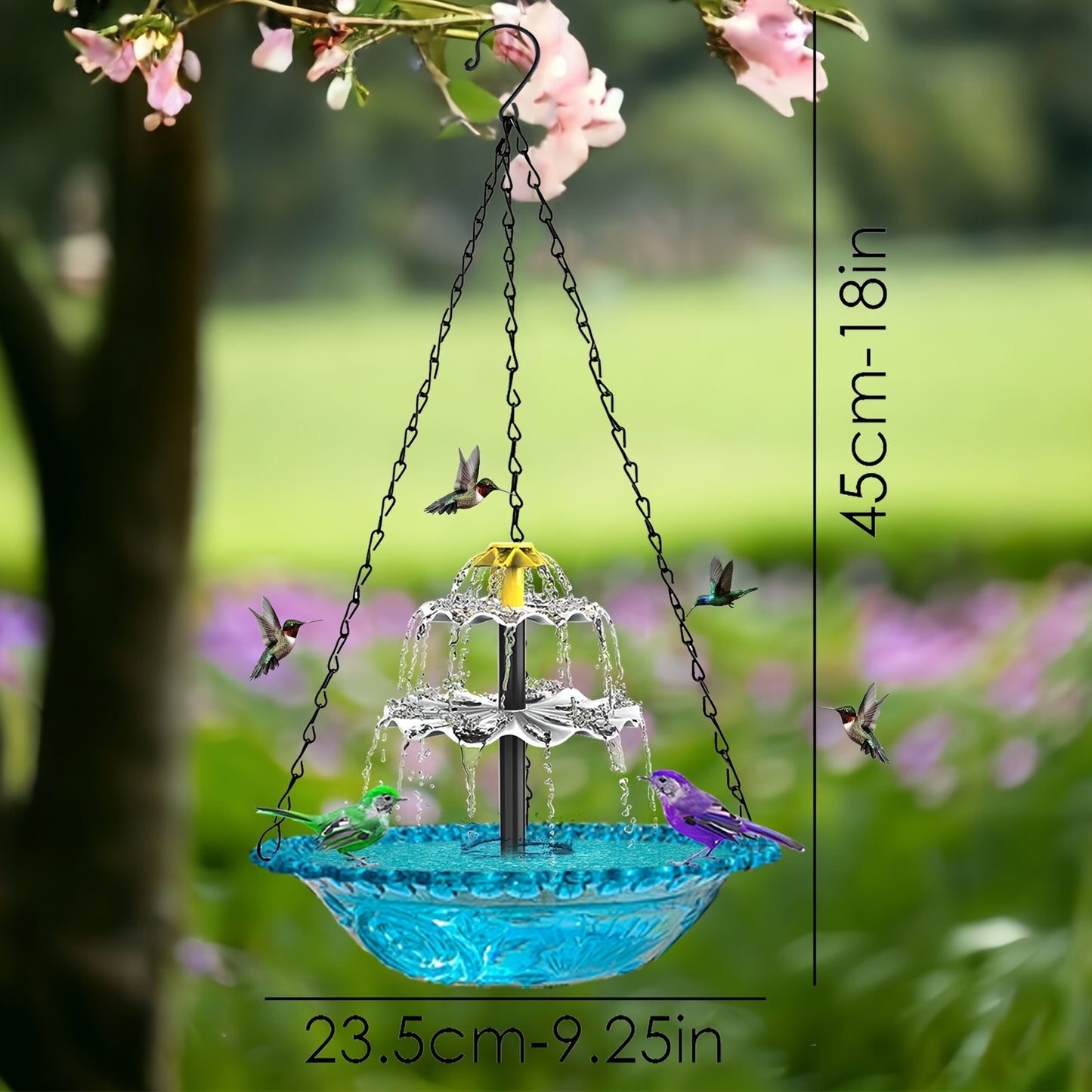 Solar Fountain Bird Bathing Fountain Outdoor Bird Feeder, Three Story Flowing Water Decorative Fountain Bird Feeding & Bathing Equipment, Detachable DIY, Bird Feeding Station, Garden Decoration, Hummingbird Attractor, Bird Lo