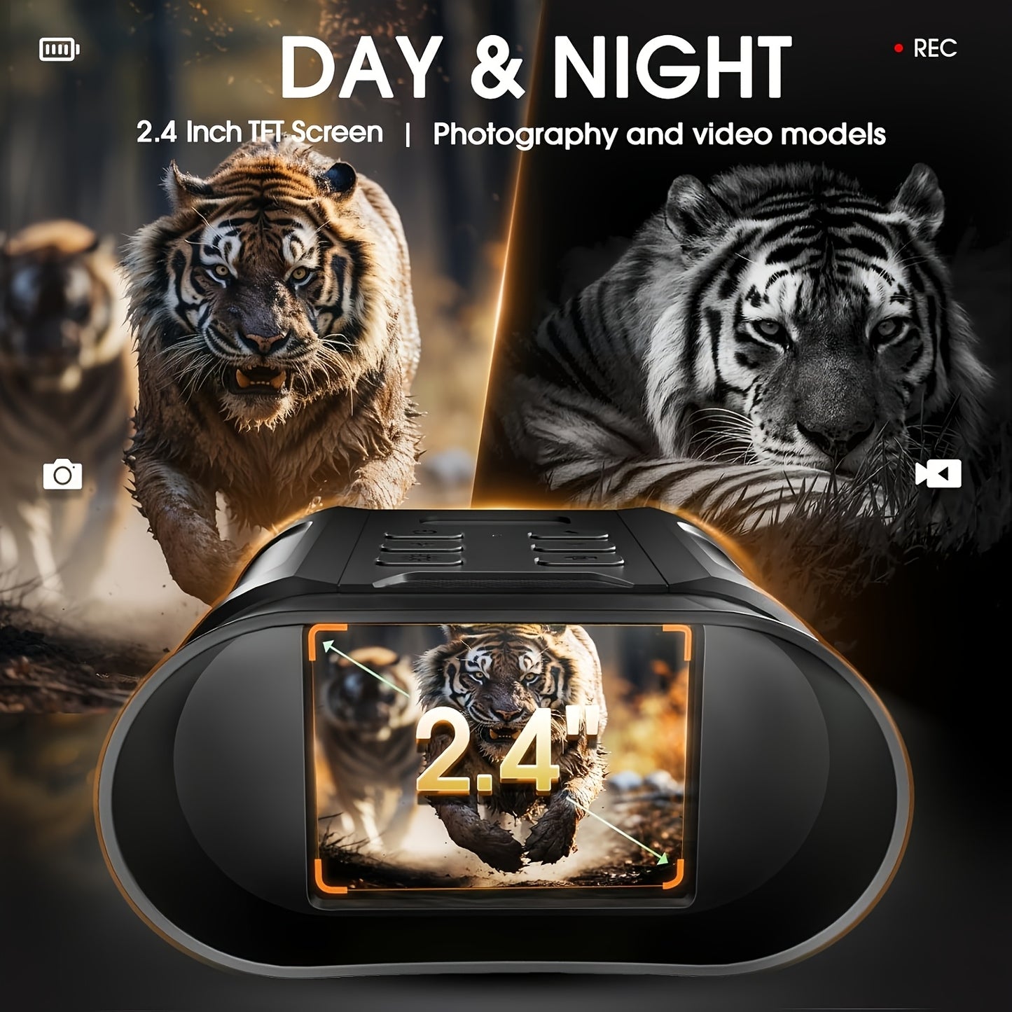 4K Night Vision Goggles And Binoculars - with Built-in Flashlight, 8X Digital Zoom, 2500mAh Rechargeable Battery, 32GB SD Card. Works In 100% Darkness. Ideal for Observation, Bird Watching, Security Surveillance, Camping