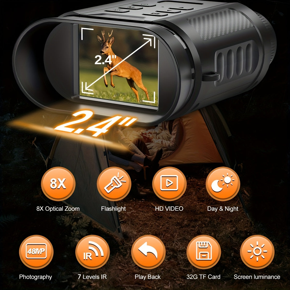 4K Night Vision Goggles And Binoculars - with Built-in Flashlight, 8X Digital Zoom, 2500mAh Rechargeable Battery, 32GB SD Card. Works In 100% Darkness. Ideal for Observation, Bird Watching, Security Surveillance, Camping