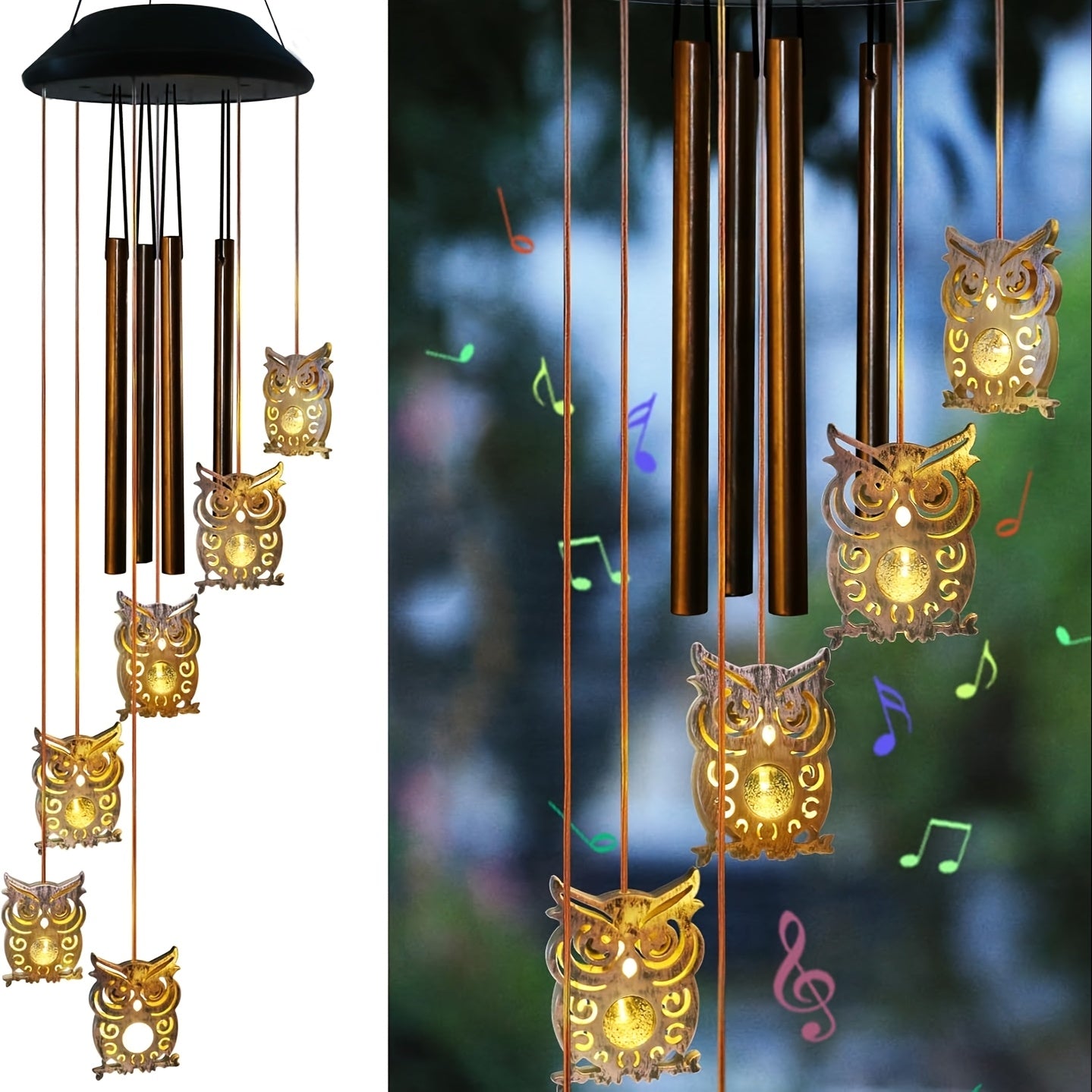 6 LEDs Solar Wind Chime Outdoor Solar Angel Wind Chime Lights for Outside Hanging Lights Warm-White LED Lights Fairy Decor, Gifts for Wife Mother Grandmom Friends Gifts