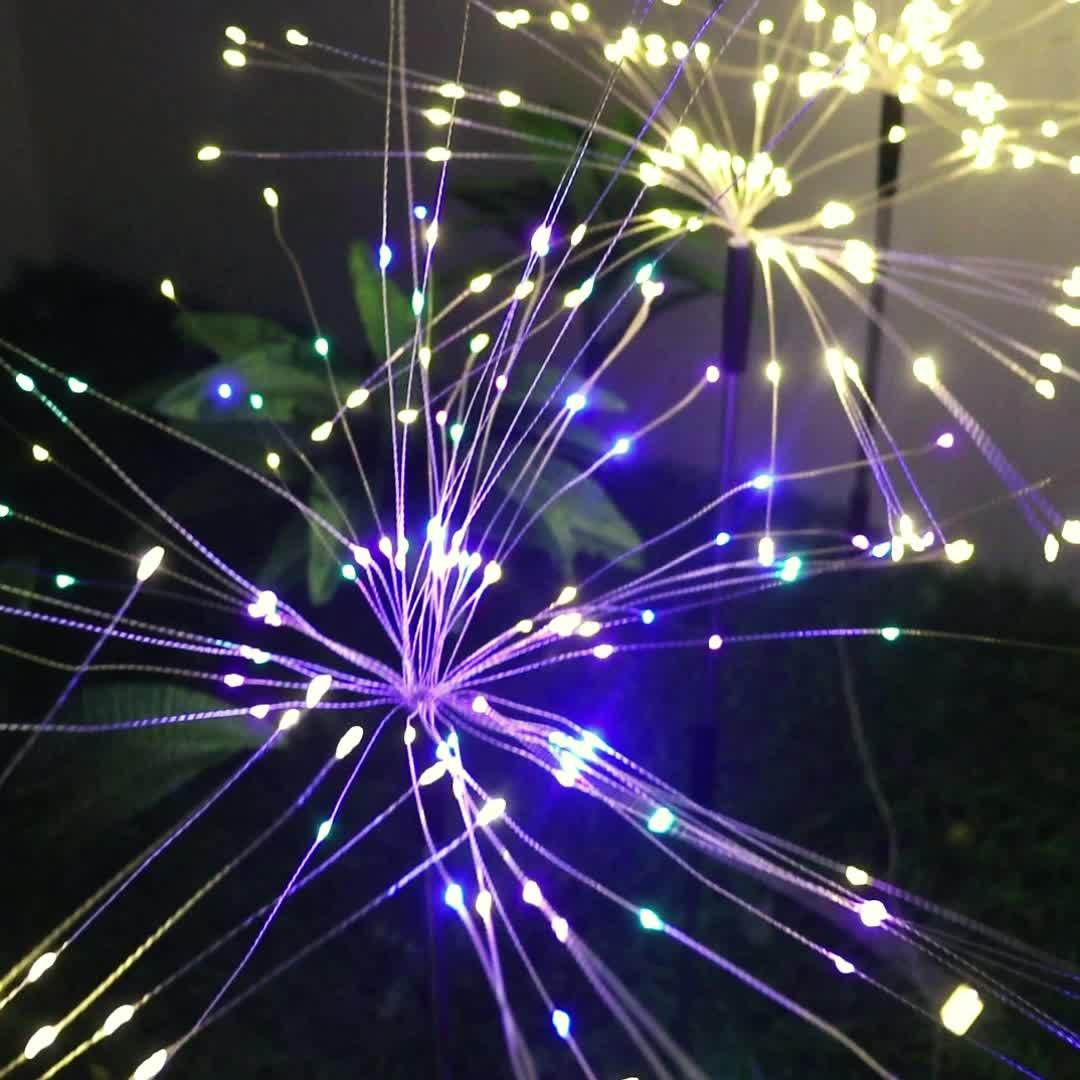 6pcs 720LEDs New Upgrade Outdoor Solar Dandelion Firework Fairy Lights With Remote Control, Easy To Install, With 8 Modes Twinkling&Steady-On, Solar Starburst Sparkler Lights For Yard, Path, Patio Flowerbed, Camping, Parties