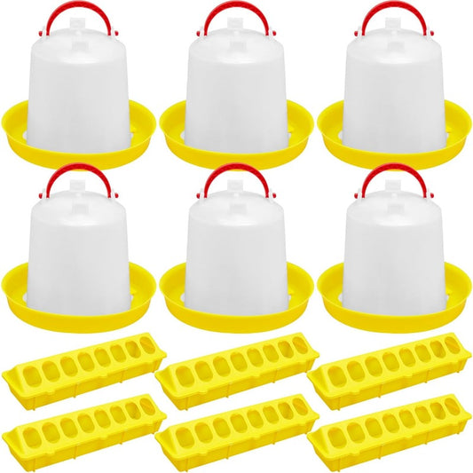 12 Pack Chicken Feeder and Waterer Set Bird Small Poultry Feeder Flip Top Bird Small Poultry Feeding for Pigeon Chick Drinker Duckling Quail Feeding Dispenser 1 LYellow, Chick Water Dispenser, Small Bird Feeding Solution, Eas