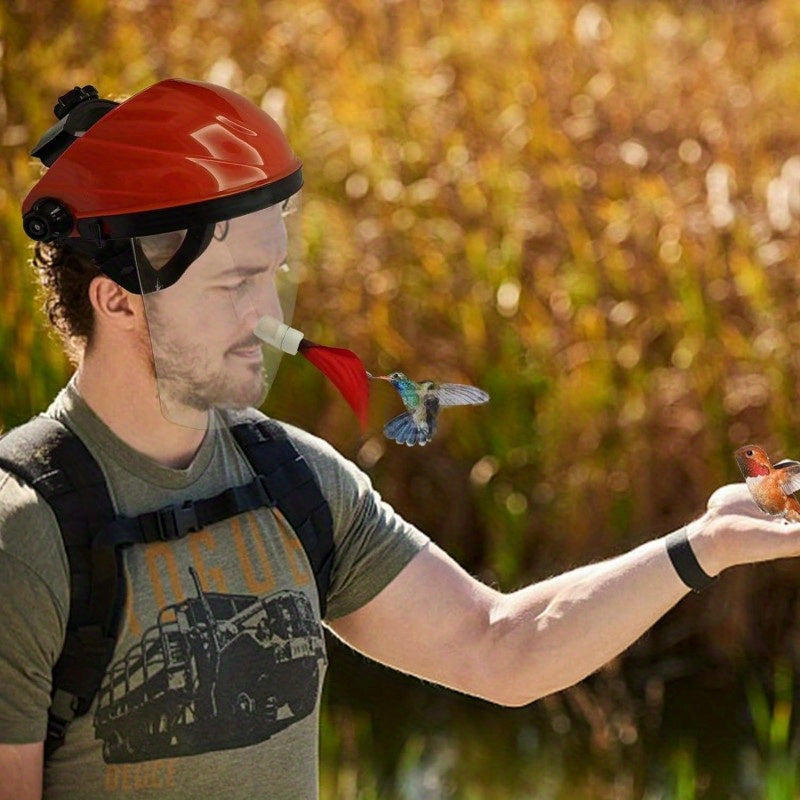 Hummingbird Feeder Hat - Helmet-Style Design with Spill-Proof Ports for Outdoor Birdwatching, Hands-Free & Lightweight, 10.24*11.02inch