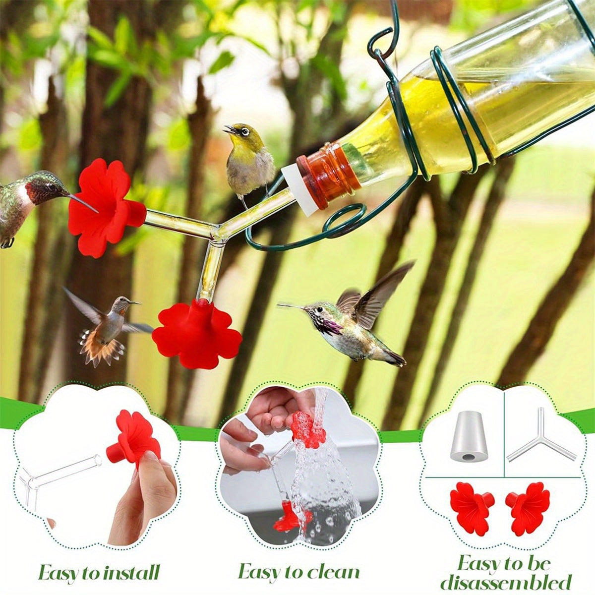 Hanging Hummingbird Feeder for Outdoors Transparent Plastic Hummingbird Feeder Tubes for Garden, Yard, Porch