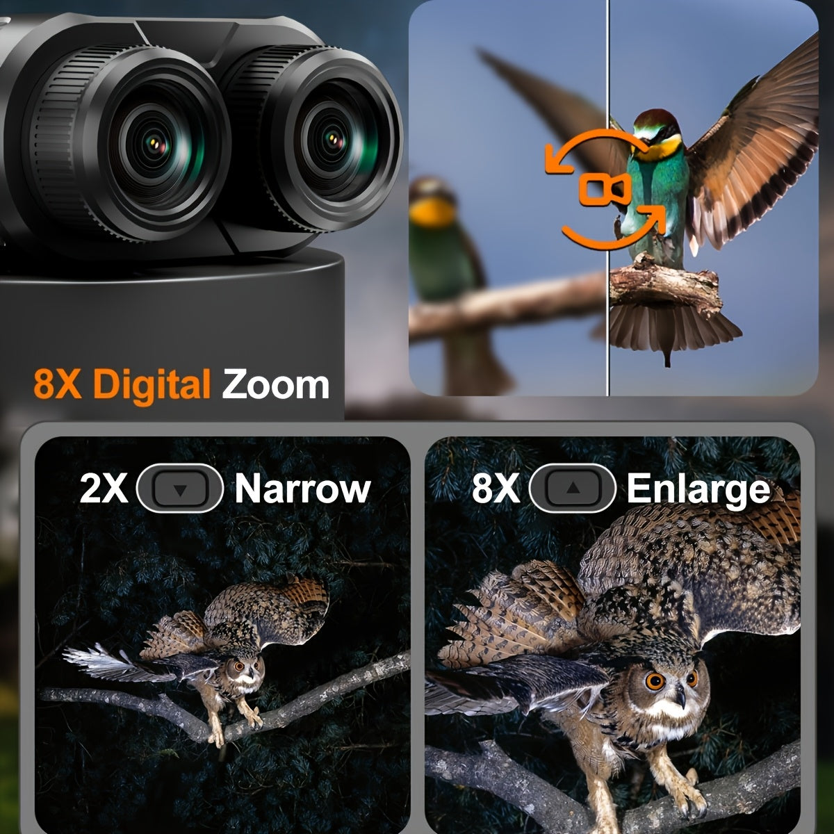 4K Night Vision Goggles And Binoculars - with Built-in Flashlight, 8X Digital Zoom, 2500mAh Rechargeable Battery, 32GB SD Card. Works In 100% Darkness. Ideal for Observation, Bird Watching, Security Surveillance, Camping