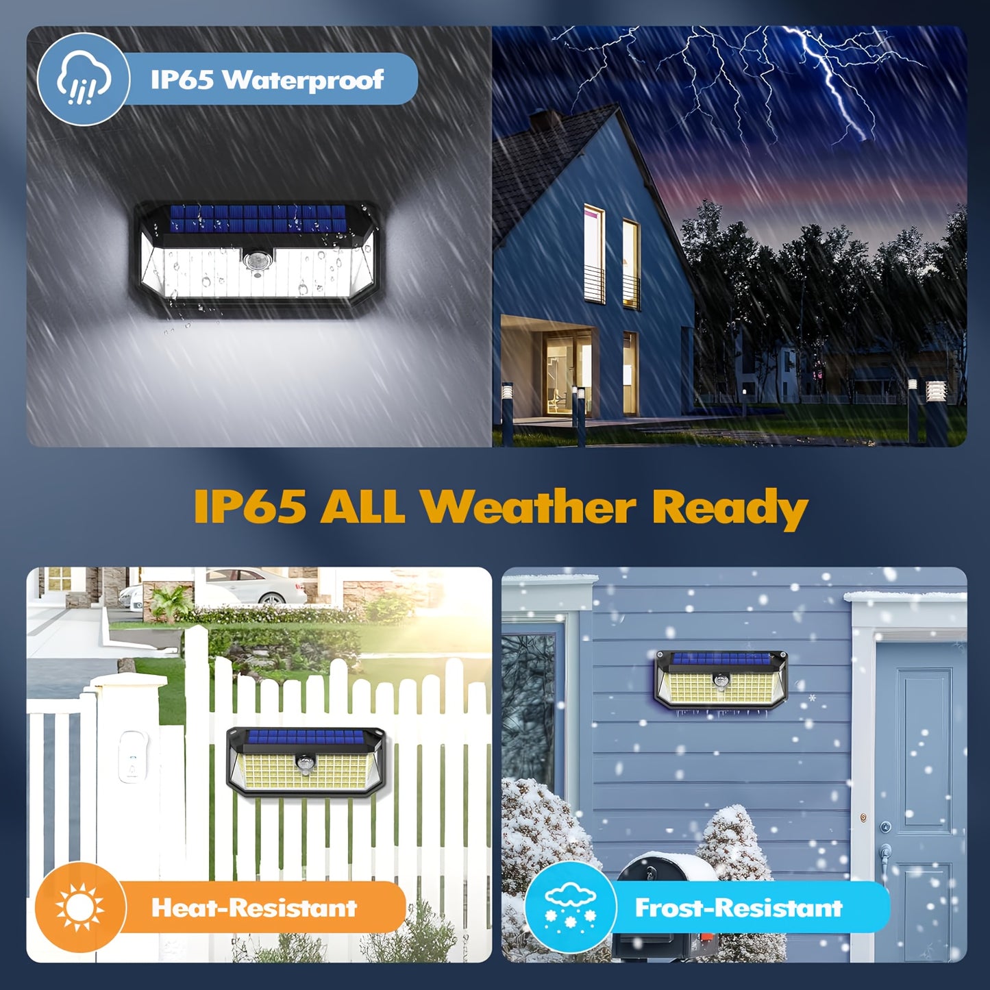 2 Pack/4 Pack Super Bright 416 LED Solar Security Lights Outdoor, Motion Sensor Wall Lights with 300° Wide Angle, IP65 Waterproof Solar- Lights, 3 Modes (Night/Day/Dual), Easy Install for Yard, Garden, Fence, Garage, Front D