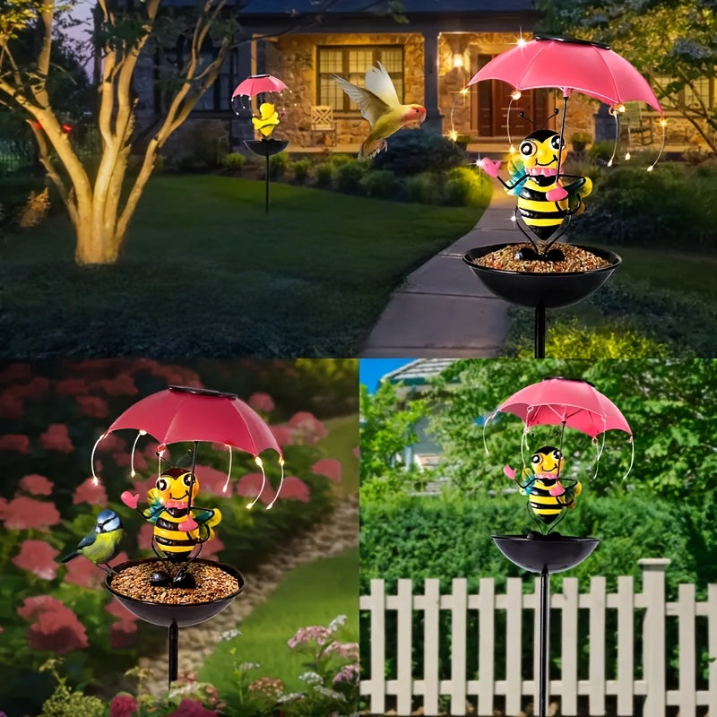 Bee Statue Bird Feeder, Bird Feeding Device, Garden Decoration With Flamingo Statue, Hummingbird Feeding Trough Lamp, Suitable For Walkways, Lawns And Terraces