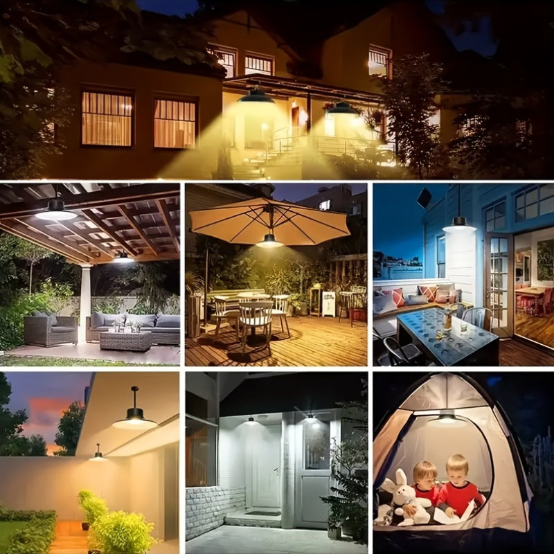 Solar Pendant Light(1 Tray 2), Upgraded Motion Sensor Light, Indoor Dimmable, With Remote Control, 3000K/4500K/6000K, 16.4-foot Cable, Outdoor Light With Remote Control, Suitable For Gardens, Terraces, Balconies, Shacks, Cour