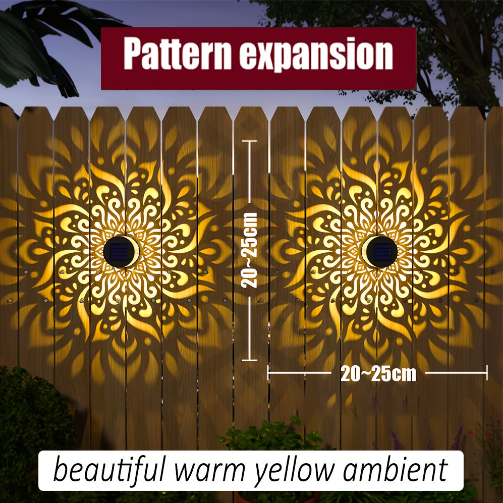 4-Pack Outdoor Solar- Waterproof Rated Metal Security - Solar Fence, Deck, Wall Lights with Motion, Warm White & Yellow, Black/Beige Outdoor Lights for Garden, Backyard, Driveway - Easy Installation, Low Maintenance, Energy-E