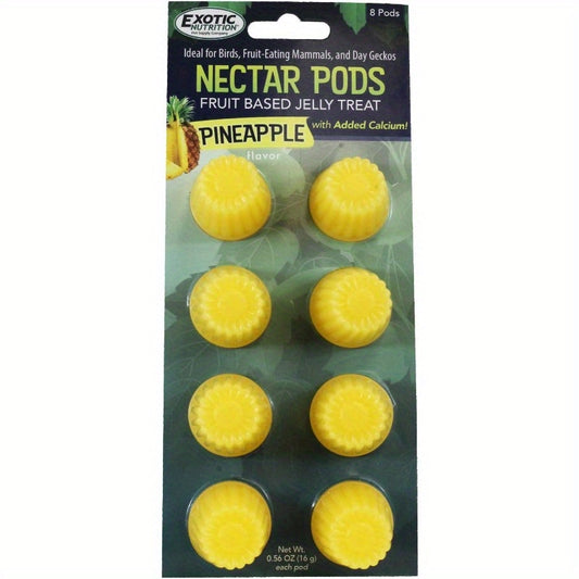 Nectar Pods (Pineapple) - Calcium-Fortified Jelly Fruit Treat - Sugar Gliders Marmosets, Squirrels, Parrots, Cockatiels, Parakeets, Birds, Hamsters, Day Geckos, Kinkajous & Other Small Pets