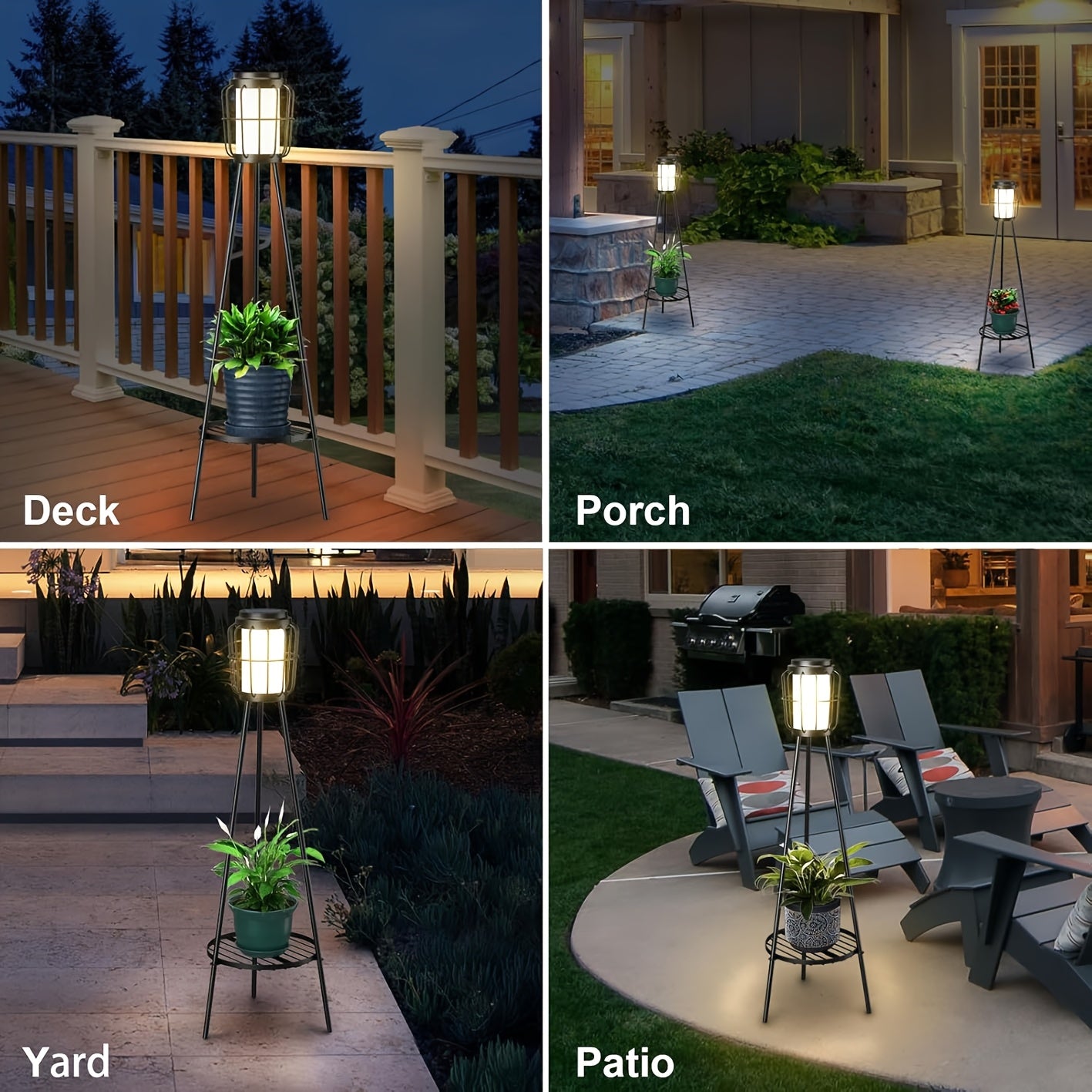 36" Solar-Powered Outdoor Floor Lamp with Metal Plant Stand - Adjustable Brightness, Durable Metal Construction, Ideal for Patio, Deck, Yard, Garden Decor - Space-Themed, Toggle Control, Solar Charging, No Remote Needed, Gard