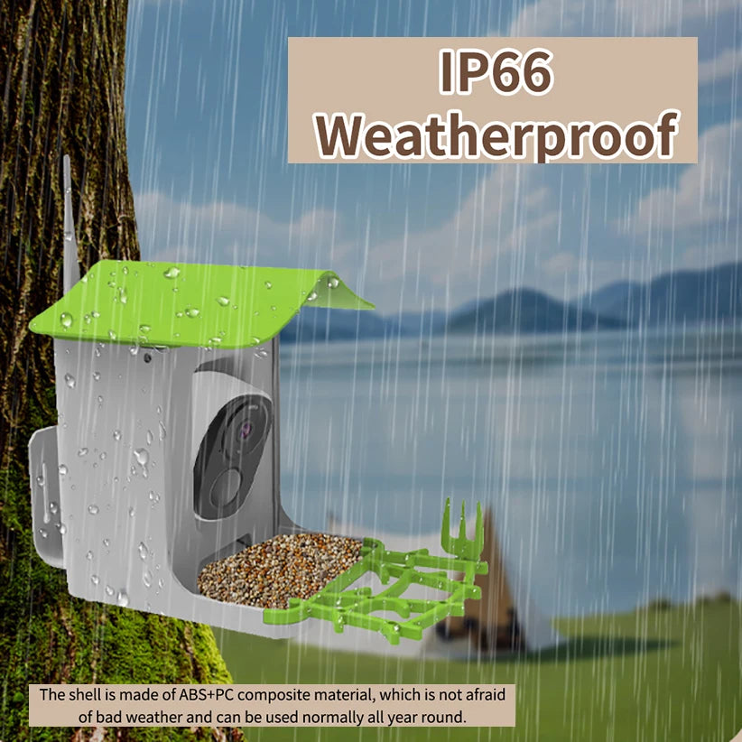 Solar-Powered Smart Bird Feeder with Camera, HD Live View & Instant Alerts, IP66 Weatherproof Design, Ideal Bird Watching Gift