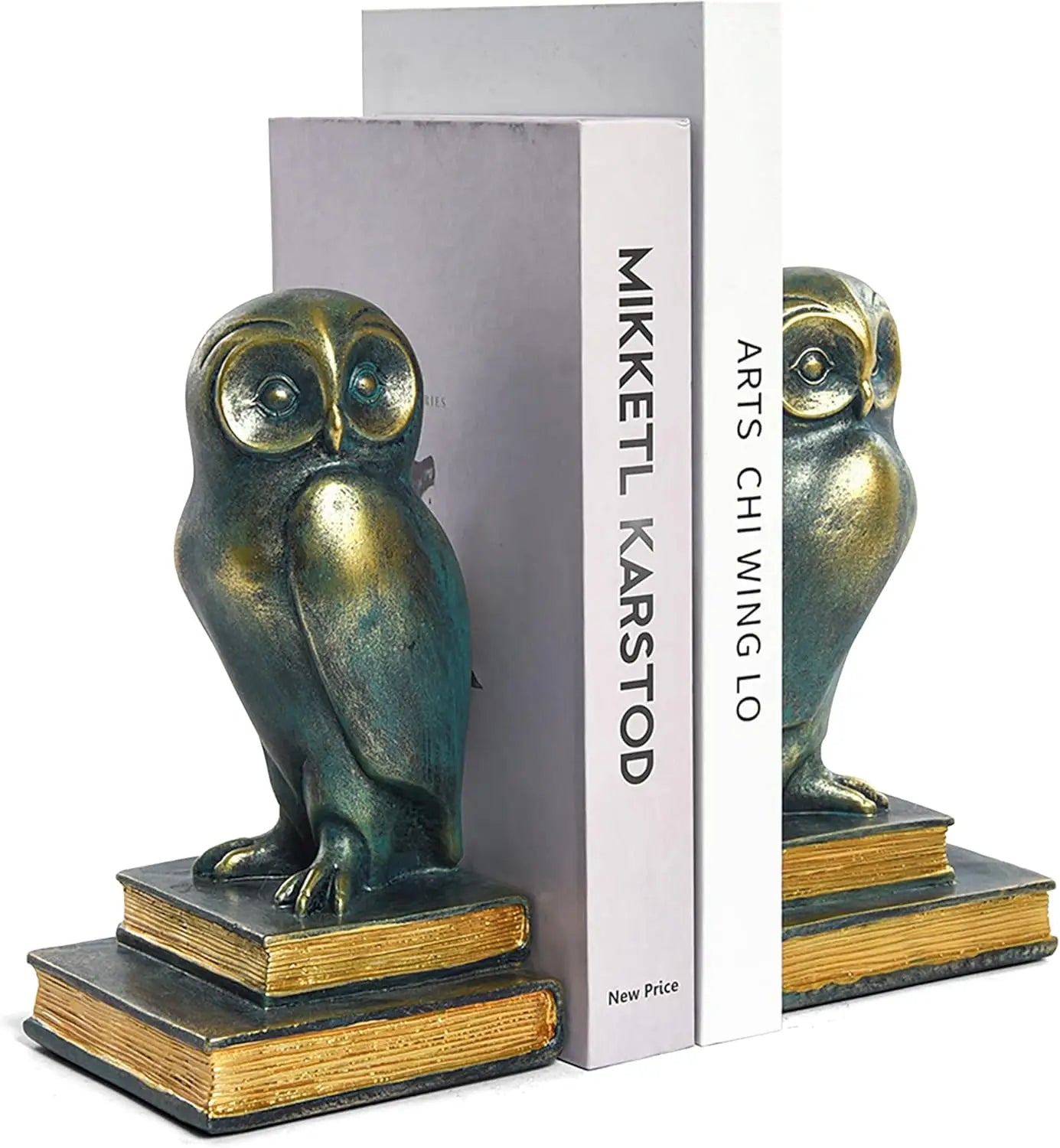 Book Ends for Shelves, Owl Decorative Bookends Bronze Bird Book Stopper Unique Kids Book Holders with Anti-Slip Base Luxurious B
