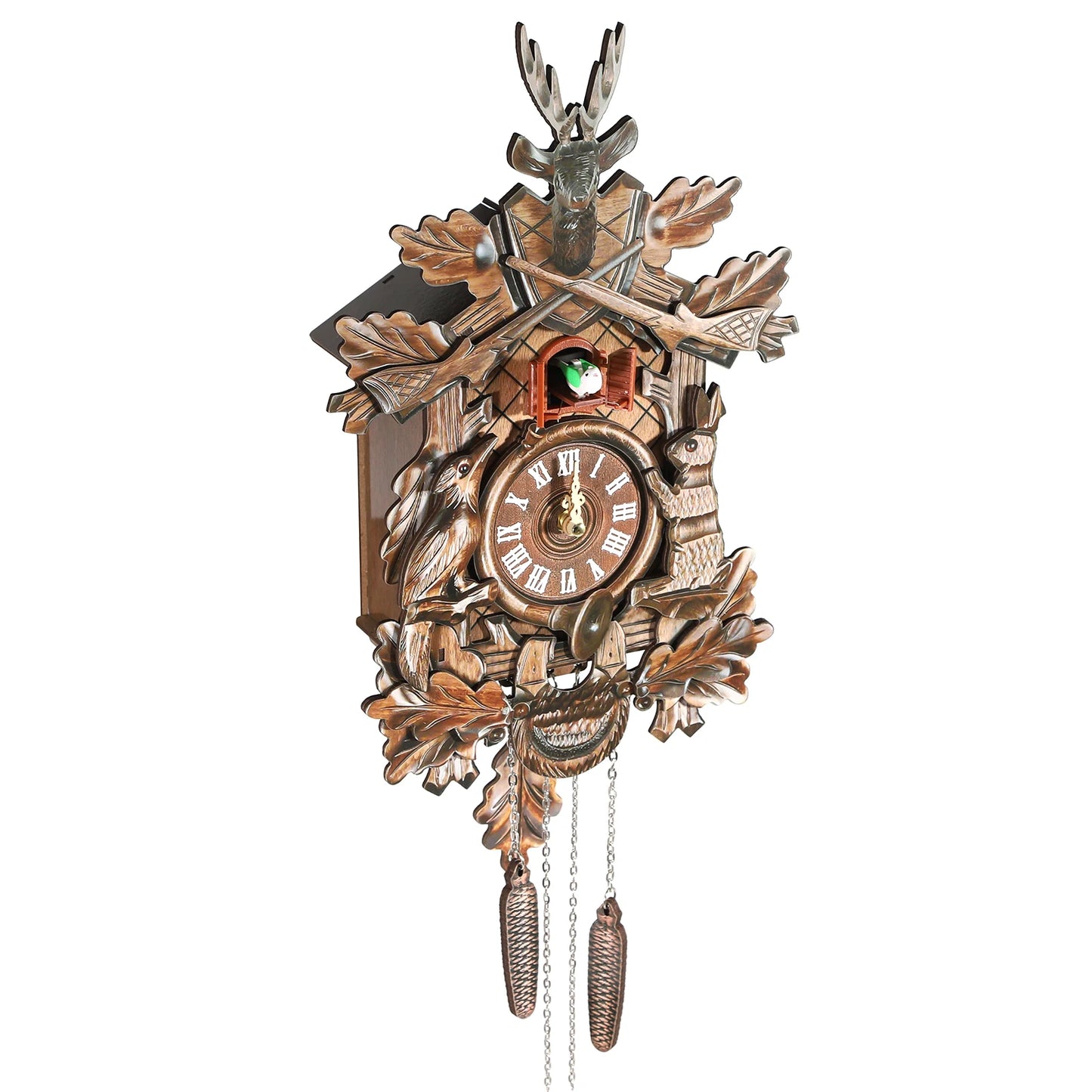 Bird Time Bell Swing Alarm Watch Imitation Wood Style With Easy-to-Read Dials Cuckoo Clock