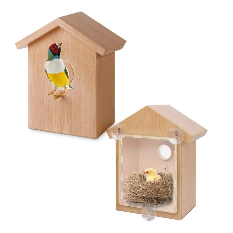 Pet Bird House Wooden Bird Hanging Bird House Warm Breeding Box Natural Wooden Bird Cage Birdhouse Wooden Box Resting Place