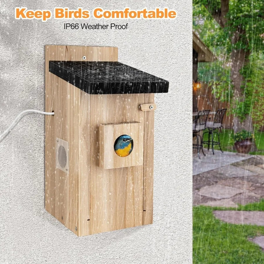 Smart Bird House with Camera 3MP Birdhouse Camera for Outdoors Auto Capture Bird Videos Motion Detection Watch Bird Nesting Hat