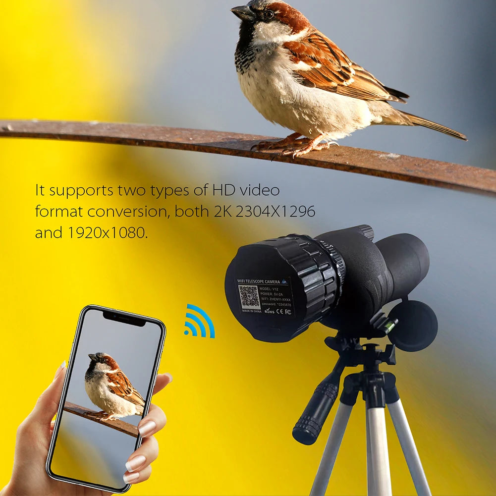 2K High-Definition WiFi Electronic Eyepieces for 25mm-50mm Scopes Electronic Eyepiece Camera for Astrophotography Bird Watching
