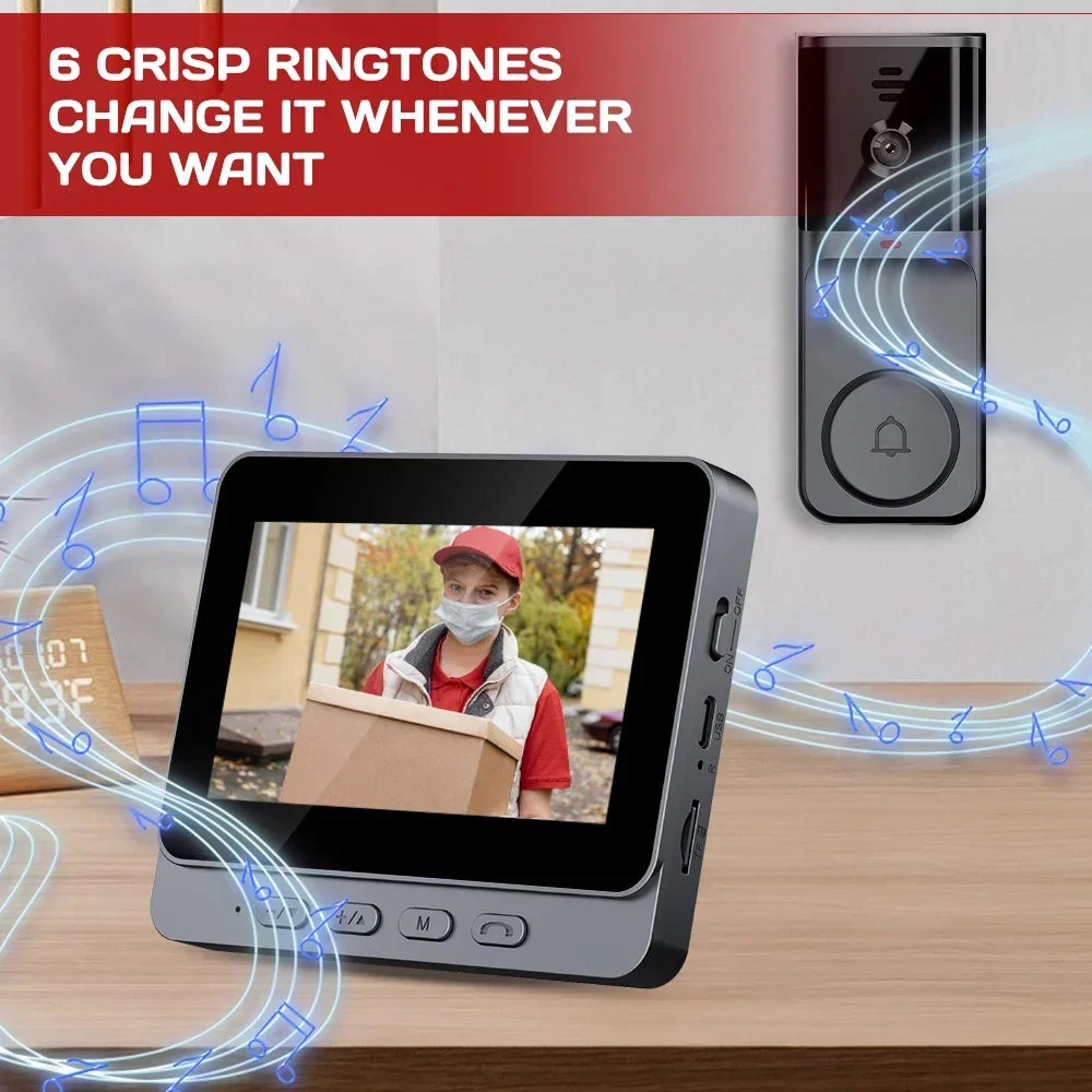 WiFi Wireless Intercom Smart Doorbell 4.3inch IPS Screen Video Security Camera Two-Way Intercom HD Surveillance Camera