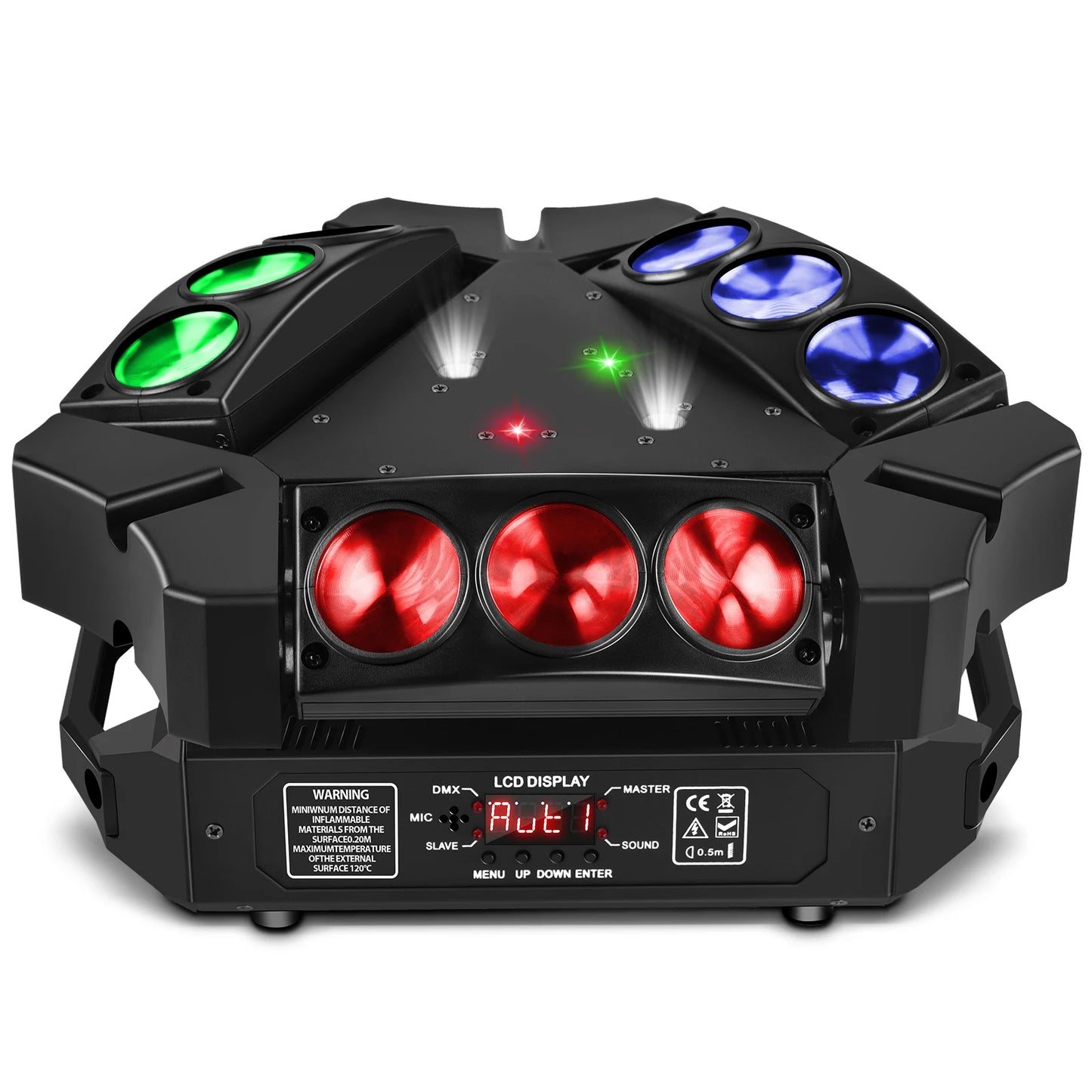 Datewink 9 Head Bird Beam Moving Head Lights RGB LED Strobe Stage Lighting Effect Projector For DJ Disco Christmas Karaoke Party