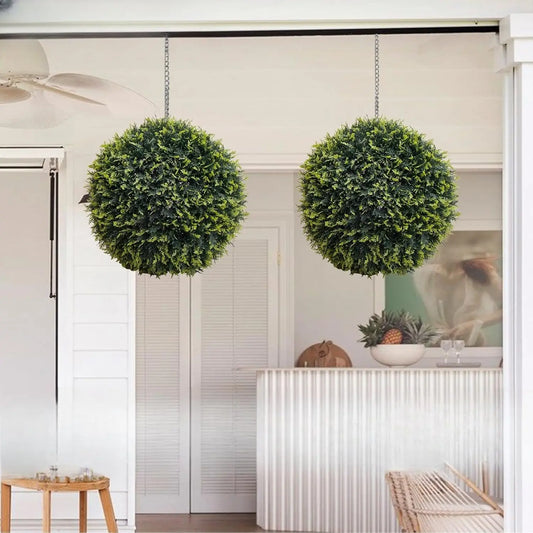 2PCS Topiary Balls Artificial Outdoor Indoor Home Decor Faux Topiary Cedar Balls for Birthday Wedding Party Festival Supplies