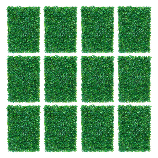 12Pcs 60x40cm Artificial Hedge Screen Privacy Fence Faux Plant Leaves Panels Boxwood Grass for Home Garden Decor Yard Wall Decor