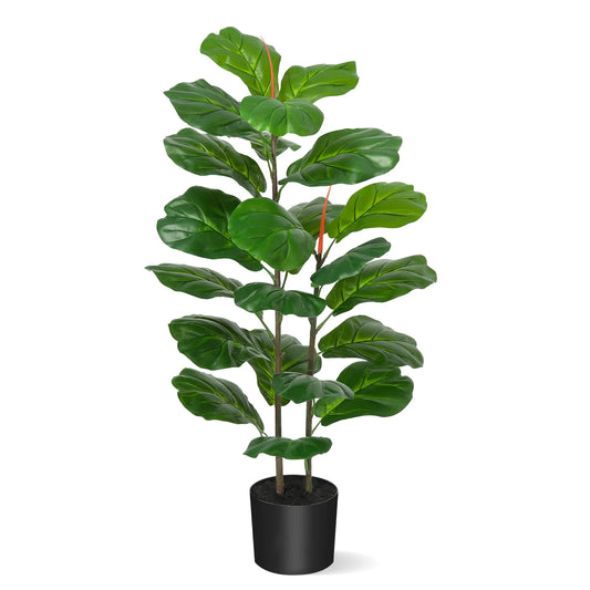Artificial Fiddle Leaf Fig Tree, 39" Tall, Faux Ficus Faux Plantfor Home Office Living Room Decor