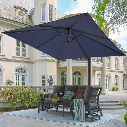 Luxury 10' X 10' Cantilever Patio Umbrella, 360°Rotation,Large Rectangular Cantilever Patio Umbrellas, Heavy Duty Aluminum