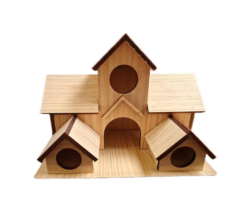 Natural Wooden Bird House Handmade Waterproof Garden Yard Outdoor Hanging Bird Feeder Villa Nest for Wild Birds Decoration
