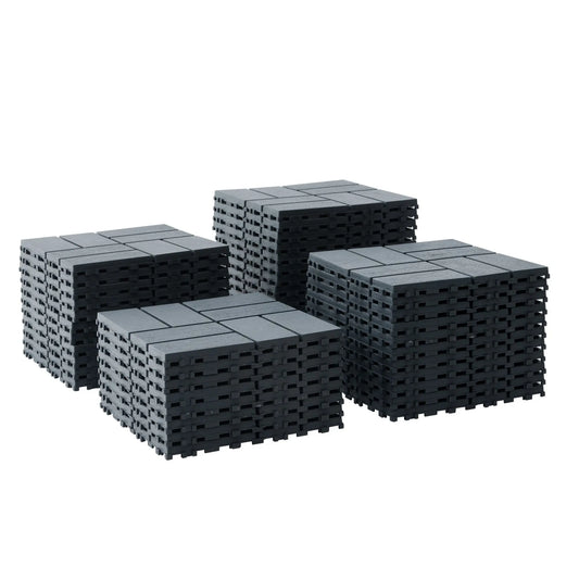 44 Pack Interlocking Patio Deck Tiles-12x12 Inch, Easy Install for Poolside, Balcony, Backyard - Durable Polypropyl