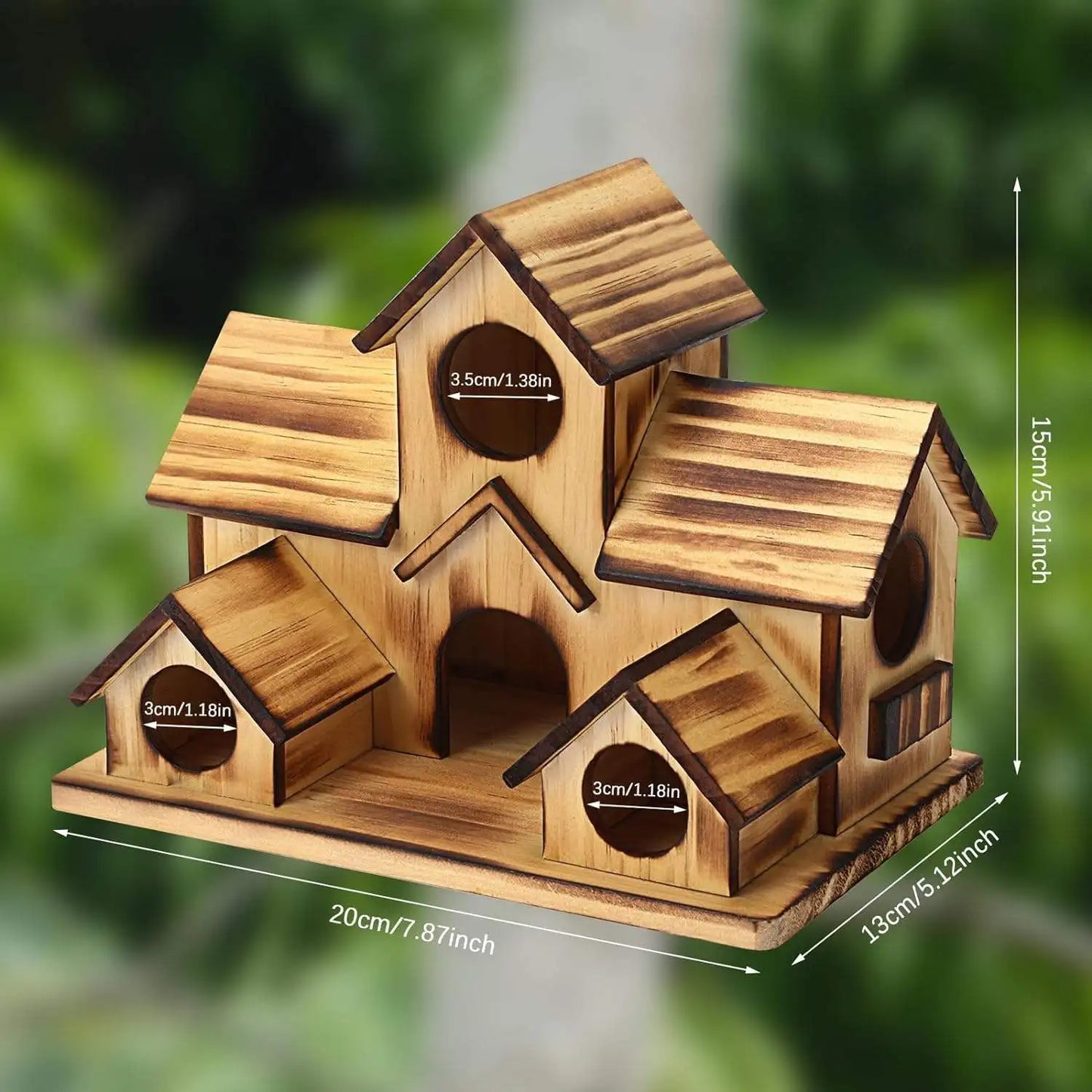 Natural Wooden Bird House Handmade Waterproof Garden Yard Outdoor Hanging Bird Feeder Villa Nest for Wild Birds Decoration