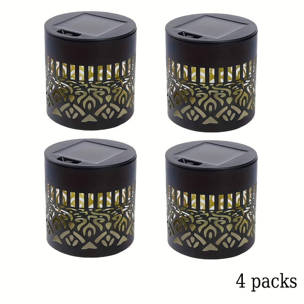 4-Pack Outdoor Solar- Waterproof Rated Metal Security - Solar Fence, Deck, Wall Lights with Motion, Warm White & Yellow, Black/Beige Outdoor Lights for Garden, Backyard, Driveway - Easy Installation, Low Maintenance, Energy-E