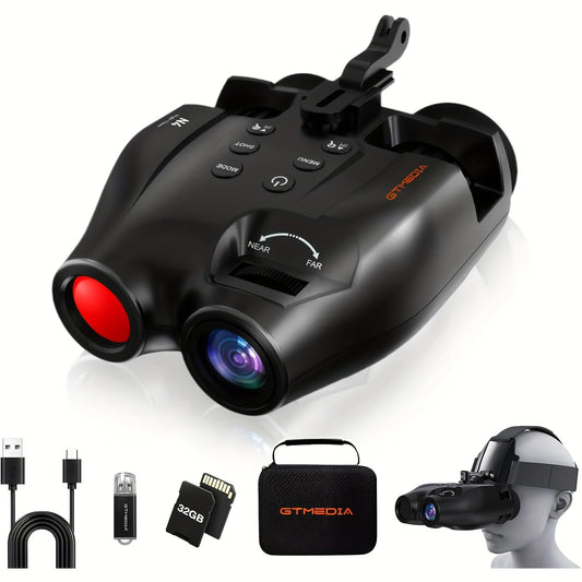 GTMEDIA N4 5x Zoom Night Vision Binoculars with 850nm IR & 1080P HD Recording - Compact Design for Hunting, Wildlife Observation, USB Rechargeable, 28mm Objective Lens, Center Focus, Durable Plastic Construction, Includes 32G