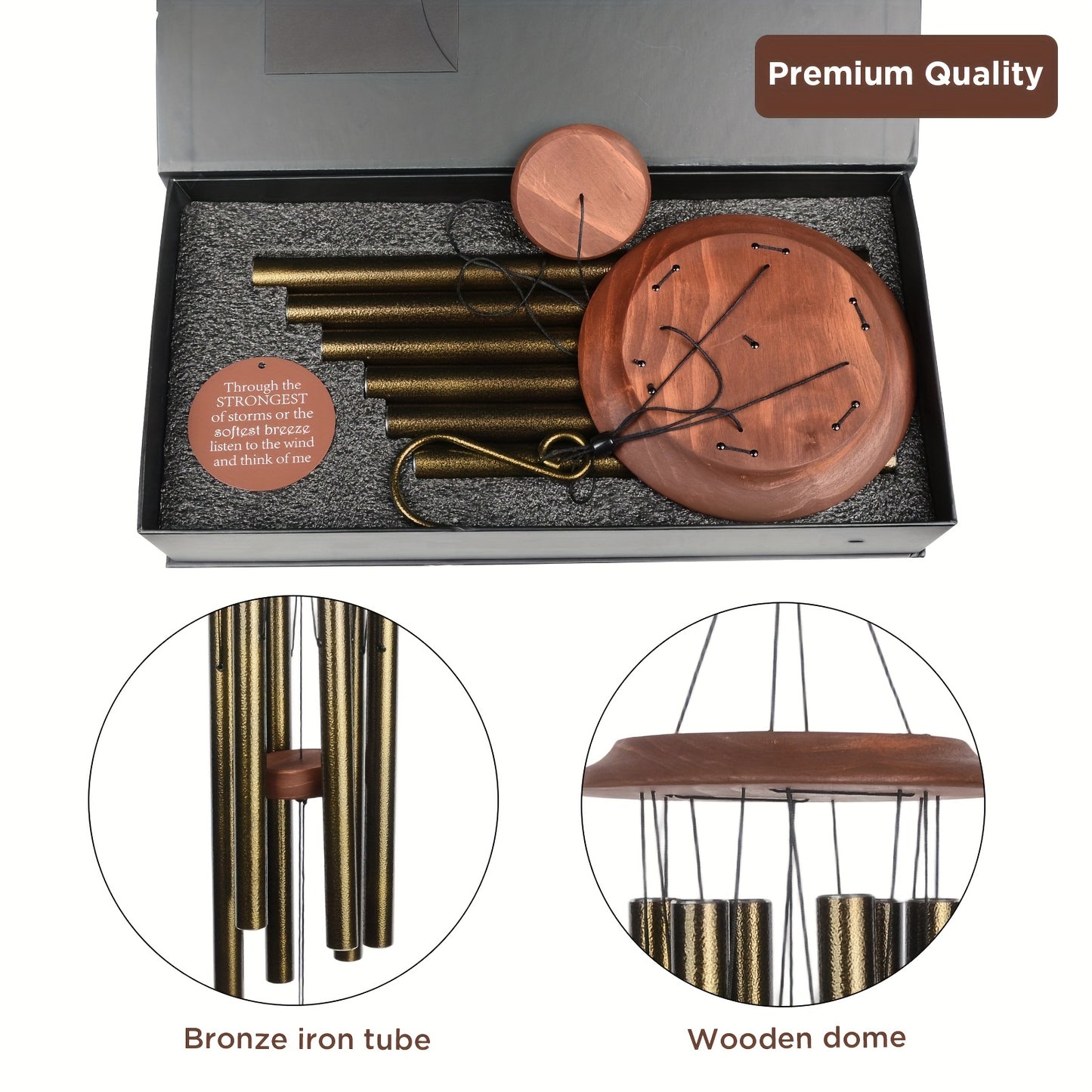 Extra Large Wind Chime - Antique Bronze Finish, Rust-Resistant Outdoor/Indoor Decoration with Soothing sounds, No Batteries Needed - Perfect for Garden, Patio, Living Room, or as a Wedding/ Housewarming Gift - Elegant Hanging