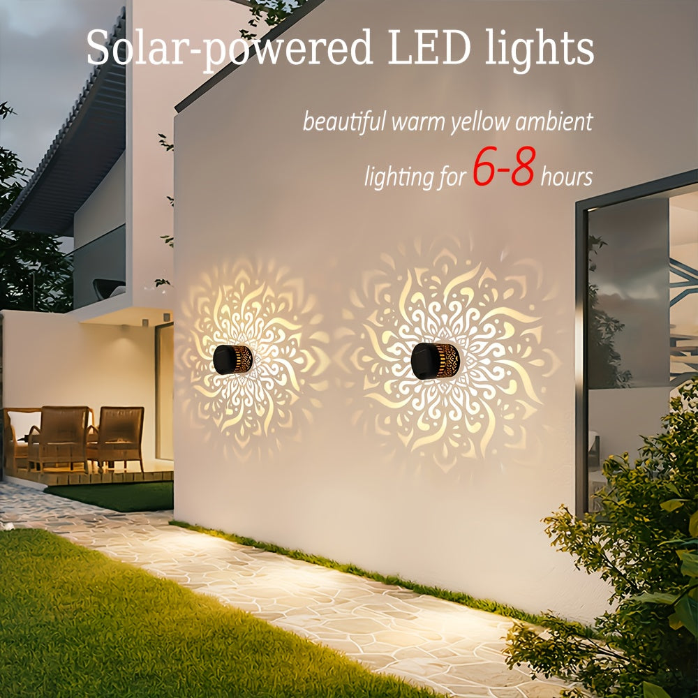 4-Pack Outdoor Solar- Waterproof Rated Metal Security - Solar Fence, Deck, Wall Lights with Motion, Warm White & Yellow, Black/Beige Outdoor Lights for Garden, Backyard, Driveway - Easy Installation, Low Maintenance, Energy-E