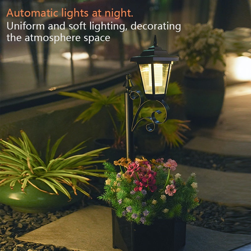 29.5" Solar Outdoor Floor Lamps with Planter - IP44 Warm White Light, Easy Install LED Planters for Lawn, Patio, Front/Back Door Decor