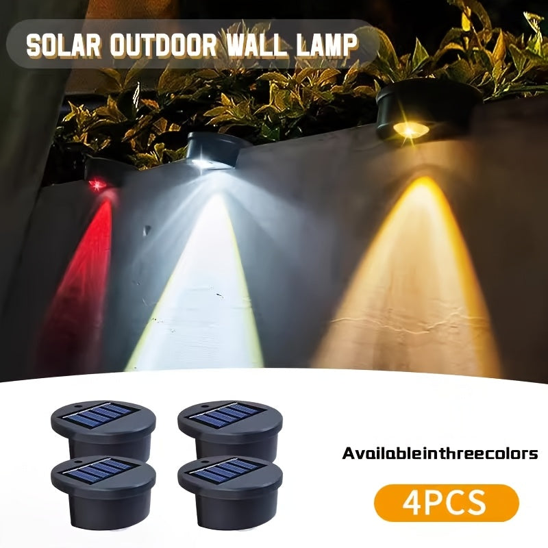 4pcs Solar Step Light, Outdoor LED Solar Path Light, IP44, Commercial Street Decorative Light, Outdoor Desk Light, Suitable for Fences, Stairs, Balconies, Decks, Deck Fences, Railings, Gardens, Terraces, Stairs And Courtyards