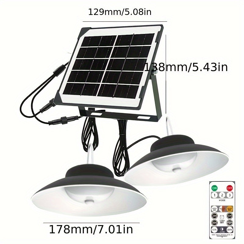 Solar Pendant Light(1 Tray 2), Upgraded Motion Sensor Light, Indoor Dimmable, With Remote Control, 3000K/4500K/6000K, 16.4-foot Cable, Outdoor Light With Remote Control, Suitable For Gardens, Terraces, Balconies, Shacks, Cour