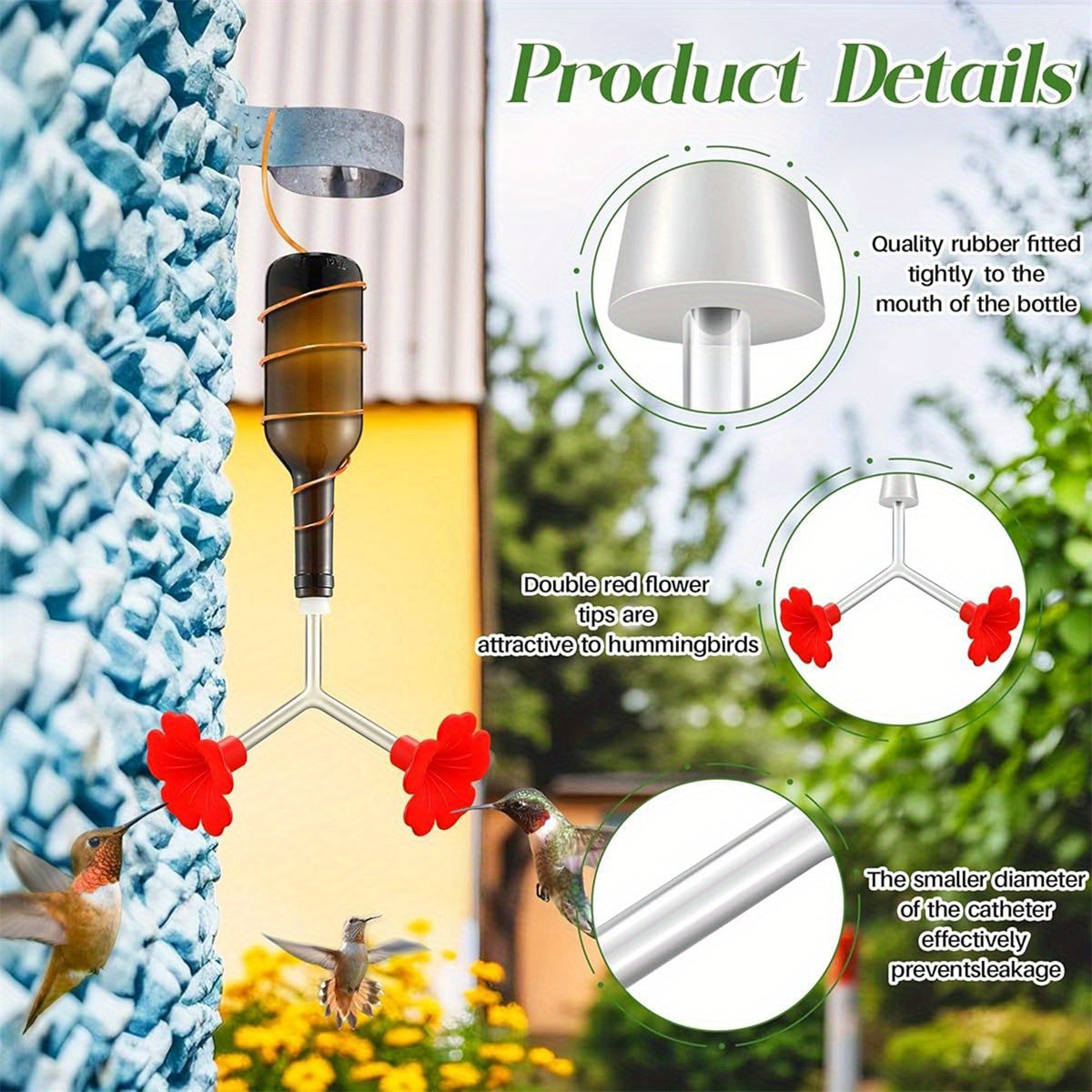 Hanging Hummingbird Feeder for Outdoors Transparent Plastic Hummingbird Feeder Tubes for Garden, Yard, Porch