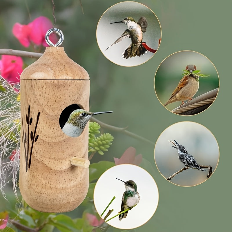 3pcs Natural Wooden Hummingbird House, Outdoor Garden Hummingbird Nest, Bird Feeder - Ideal for Outdoor Hanging, Gardening Gifts Home Decor - Perfect Gift for Bird Lovers