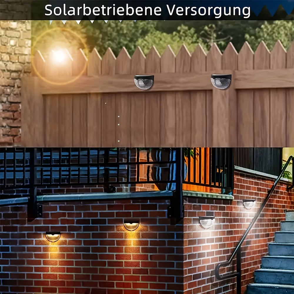 12 Solar Fence Lights - Warm White,, Solar Powered Deck Lights, Suitable for Fences, Yards, Porches, Paths, Walkways, Gardens, Yards - Durable, Easy to Install, Energy-saving, Long-lasting