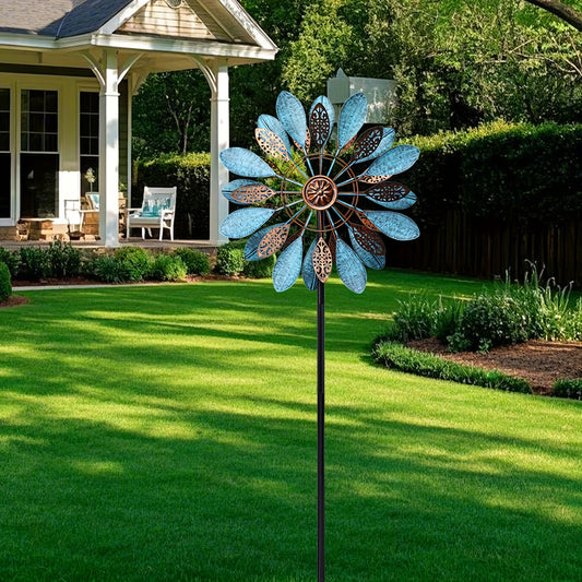 Large Metal Wind Spinner Outdoor - Wind-Powered Garden Decor, No Electricity Needed, Durable Yard Decoration for Patio, Farmhouse, Cottage - Windmill Sculpture Gift for Gardeners, Garden Wind Spinner, Patio Accent Piece, Rust