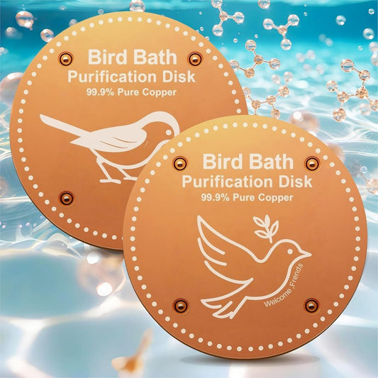 Solar-Powered Bird Bath Purification Disk & Heater Deicer - Pure Copper Outdoor Winter Warmer with Hanging Bowl, Cage & Stand for Deck/Railing - -Freeze Birdbath for Birds, Durable Metal Design, Safe for Aquatic Life, Easy In