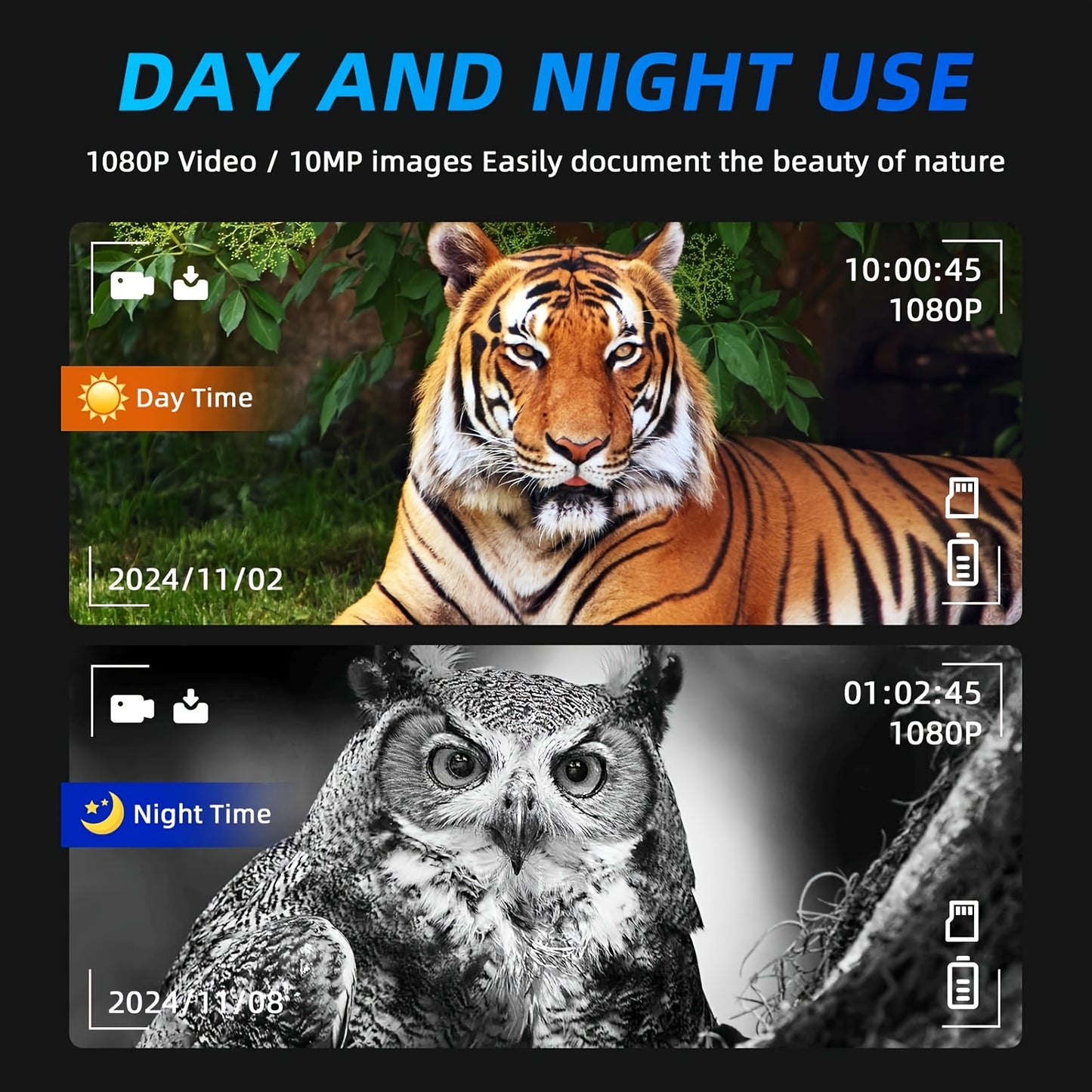 GTMEDIA N4 5x Zoom Night Vision Binoculars with 850nm IR & 1080P HD Recording - Compact Design for Hunting, Wildlife Observation, USB Rechargeable, 28mm Objective Lens, Center Focus, Durable Plastic Construction, Includes 32G