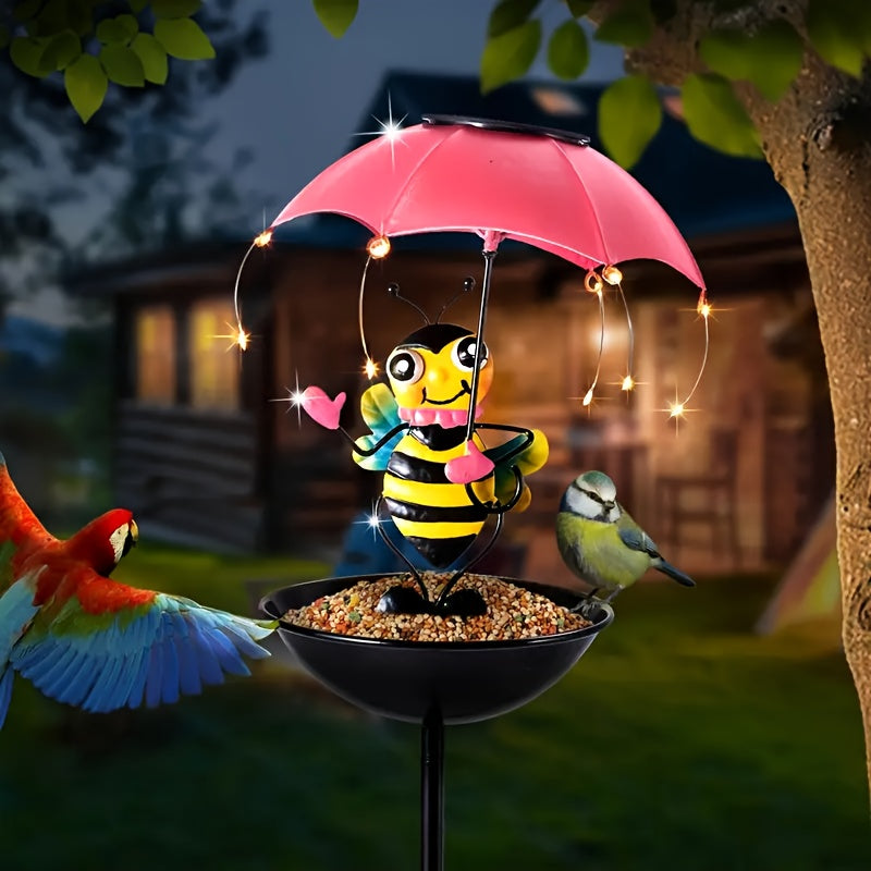 Bee Statue Bird Feeder, Bird Feeding Device, Garden Decoration With Flamingo Statue, Hummingbird Feeding Trough Lamp, Suitable For Walkways, Lawns And Terraces