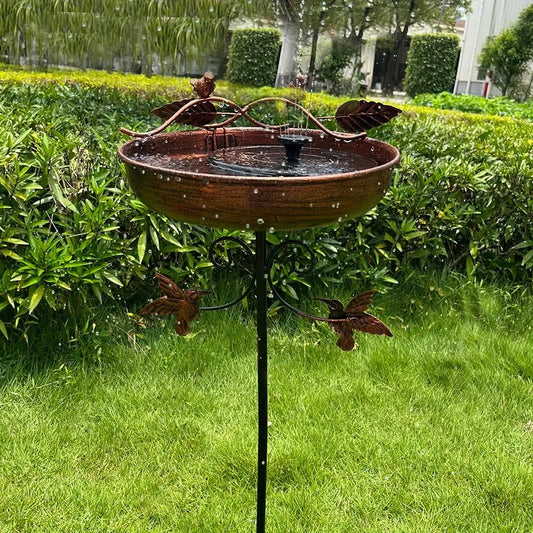 Outdoor Bird Bath and Feeder with Metal Bowl & Sturdy 5-Claw Base - Heavy-Duty Garden Decor with Leaf Design, Detachable Bird Feeding Station, Spill-Resistant Easy-Clean Bowl for Attracting Birds to Yard, Lawn, Patio - Durabl