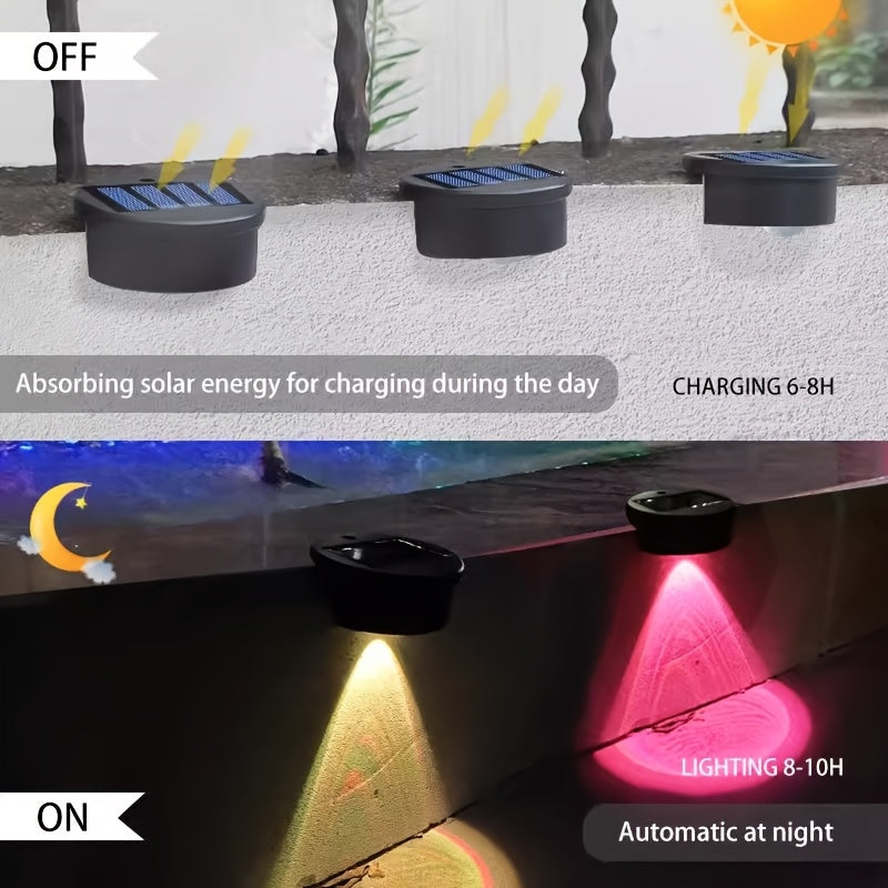 4pcs Solar Step Light, Outdoor LED Solar Path Light, IP44, Commercial Street Decorative Light, Outdoor Desk Light, Suitable for Fences, Stairs, Balconies, Decks, Deck Fences, Railings, Gardens, Terraces, Stairs And Courtyards