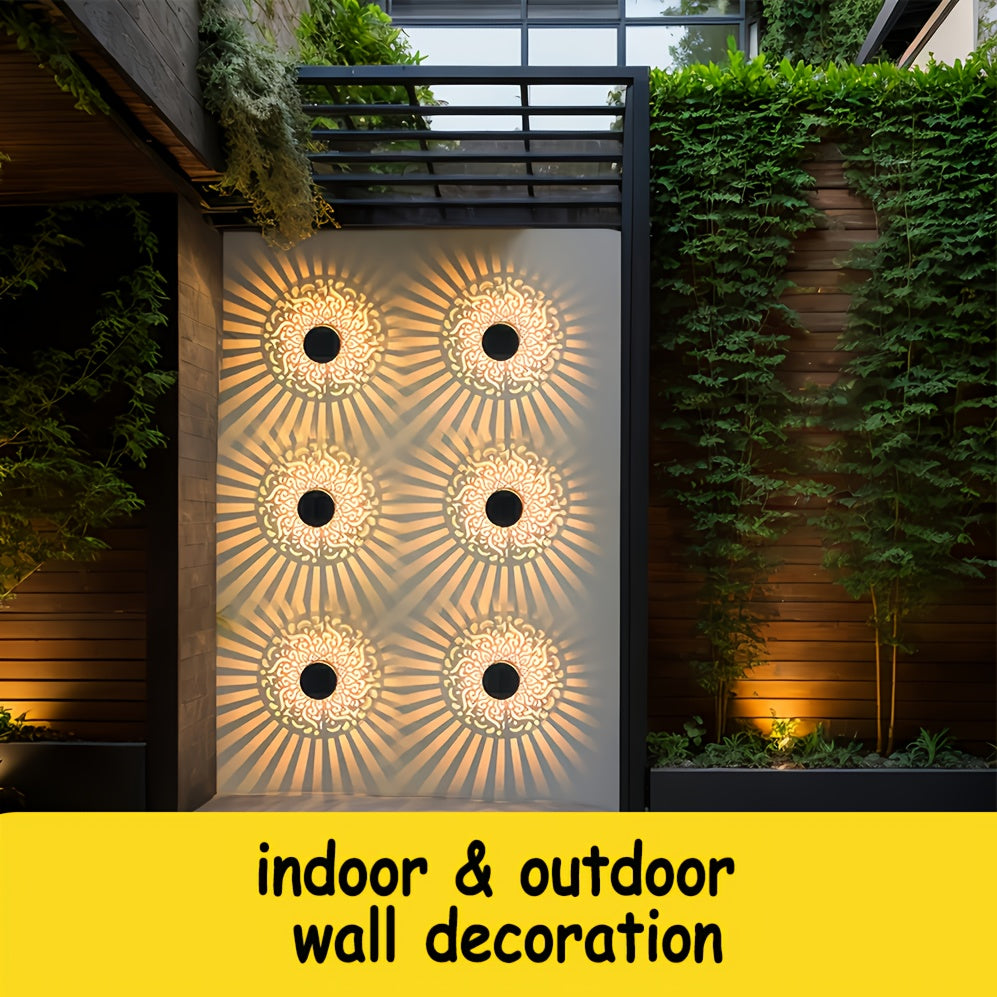 4-Pack Outdoor Solar- Waterproof Rated Metal Security - Solar Fence, Deck, Wall Lights with Motion, Warm White & Yellow, Black/Beige Outdoor Lights for Garden, Backyard, Driveway - Easy Installation, Low Maintenance, Energy-E