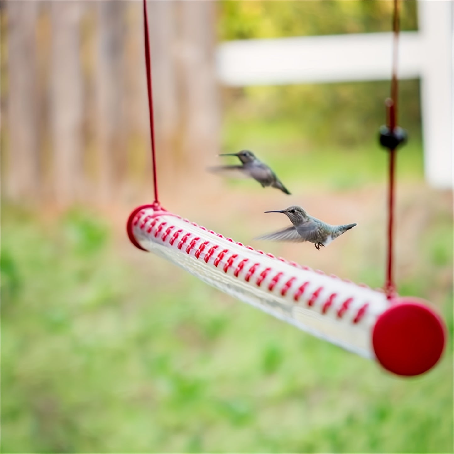 Hummingbird Feeder with Transparent Pipe & Easy-Fill Spill-Proof Design - Durable Plastic Outdoor Bird Feeder with Red Attraction, No Batteries/Electricity, Attracts Hummingbirds & Small Birds to Garden, Window, Patio - Safe