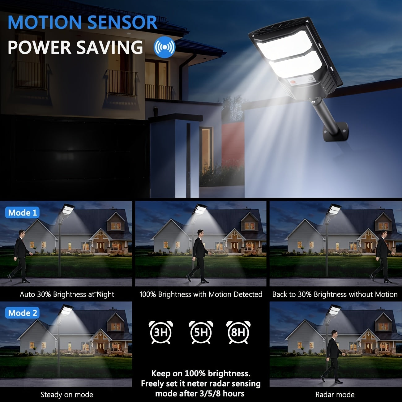4pcs Solar-Powered Outdoor Flood Lights with Motion Sensor & Remote Control - 30000LM Ultra-Bright 6500K Daylight LED, Waterproof Heavy-Duty Plastic Construction, Dusk to Dawn Solar Street Lights with Motion Detection, Remote